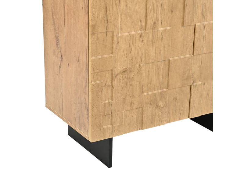  Buffet et enfilade avec 3 portes, 5 niches et ouverture sans poignées pour salon, en mdf naturel, 140 × 40 × 70 cm  - Conforama E