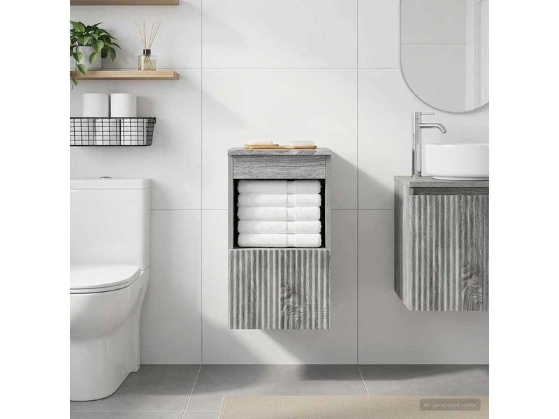  Armoire de salle de bain, meuble de rangement sonoma gris 30x44.5x50 cm  - Conforama D
