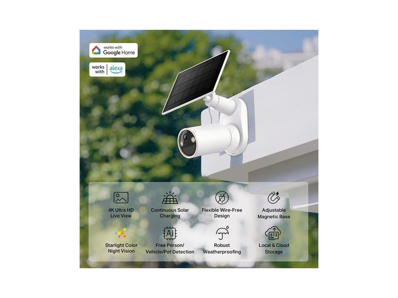  Camera ip exterieure solaire 4k 8mp wifi audio bidirectionnel vision nocturne starlight projecteurs alerte ia sirene ip66 kit TAPO C460 KIT - Conforama B