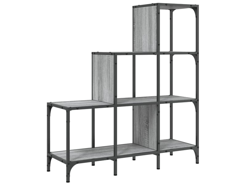  Bibliothèque, meuble de rangement salon sonoma gris 92x30x102 cm bois ingénierie et métal  - Conforama A
