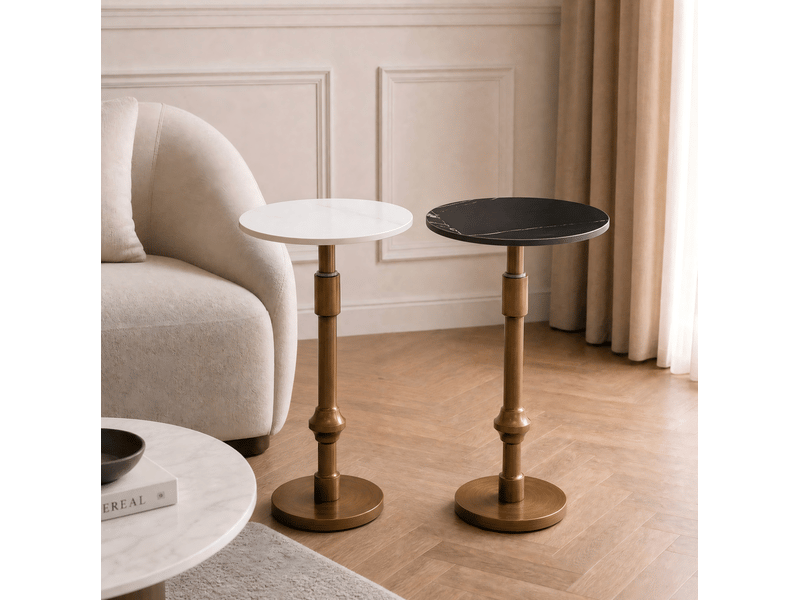  Table d'appoint réglable en hauteur 59 à 95 cm avec plateau en céramique evryae  - Conforama D