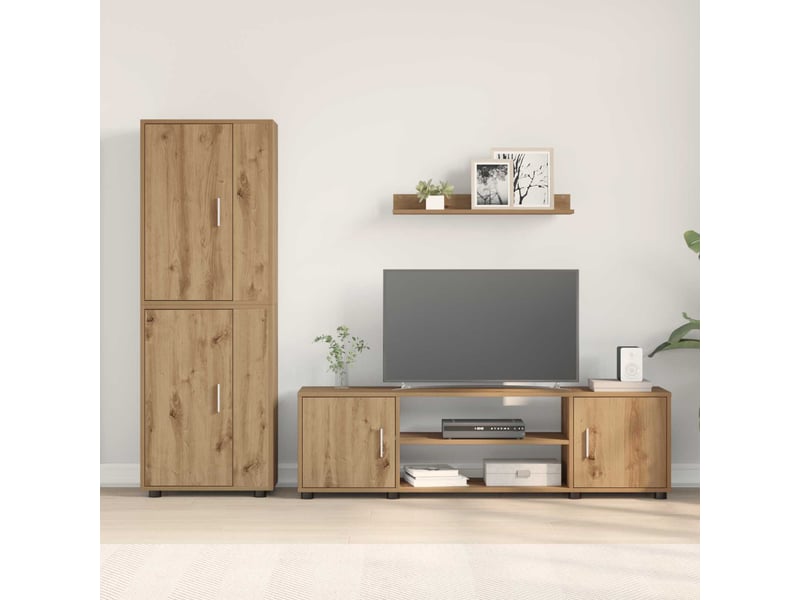 Ensemble meuble tv - banc tv - meuble de rangement chêne artisanal bois d'ingénierie  - Conforama D