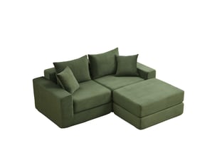 Canapé d'angle modulaire sans cadre, convertible en 3 configurations, velours côtelé, antidérapant, pour salon, vert