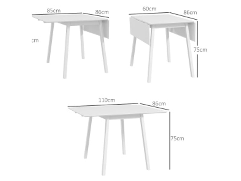 Table de salle à manger pliante avec 2 panneaux rabattables et structure stable pour cuisine et petit espace - Conforama C