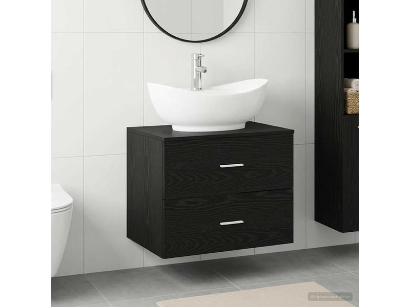  Ensemble de mobilier de salle de bain chêne noir cf64648  - Conforama B