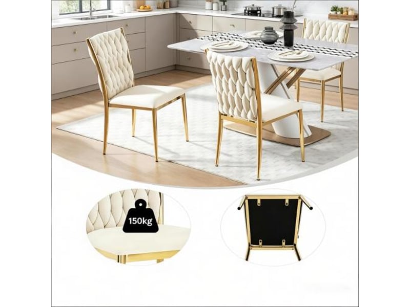  Chaises de cuisine élégantes – ensemble 2 pièces: chaises à manger et salon, dossier haut  - Conforama E
