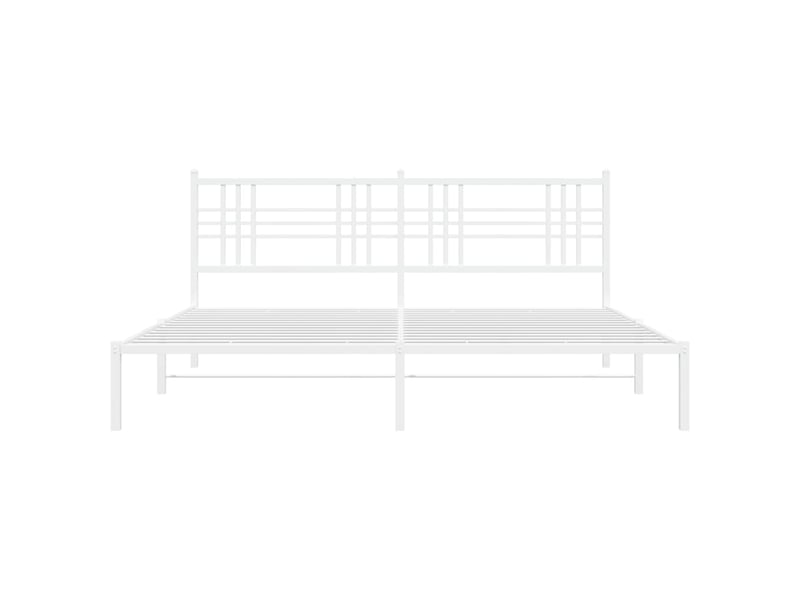 Lit double- lit adulte -  cadre de lit métal sans matelas et tête de lit blanc 200x200 cm  - Conforama C