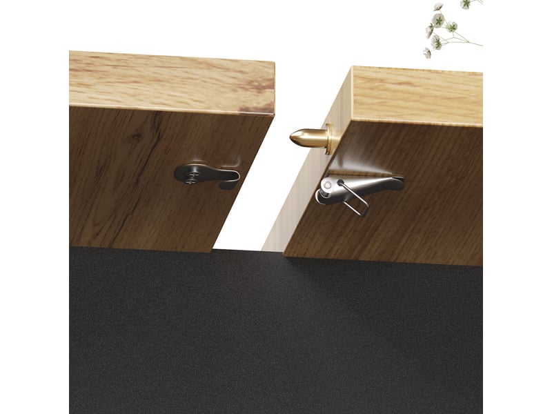  Table à manger extensible 110-140x80x75 cm avec rangement (2 tiroirs), plateau mdf, métal, couleur naturel  - Conforama E