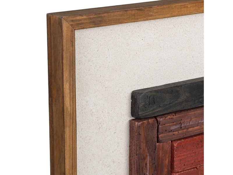  Tableau en bois recyclé fait main relief rouge et blanc 62x4x62 cm h  - Conforama E