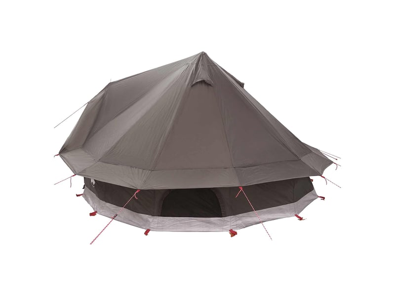 Tente tipi, tente de camping 18 personne marron gris polyester et acier - Conforama E