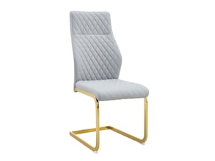 Lot de 2 chaises de salle à manger,43x63x100 cm,similicuir et métal doré,gris clair