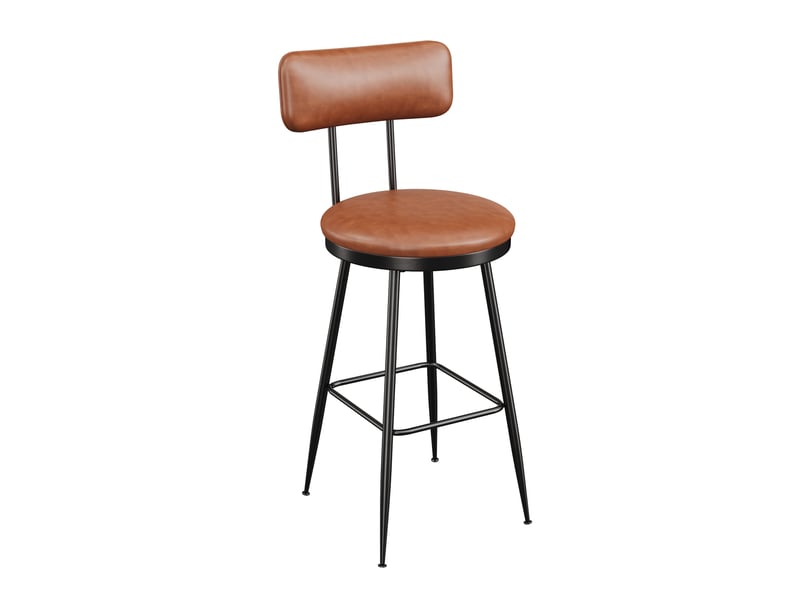  Tabouret de bar lot de 2 chaise de bar avec cadre métallique, chaise de cuisine haute, pu, marron  - Conforama R