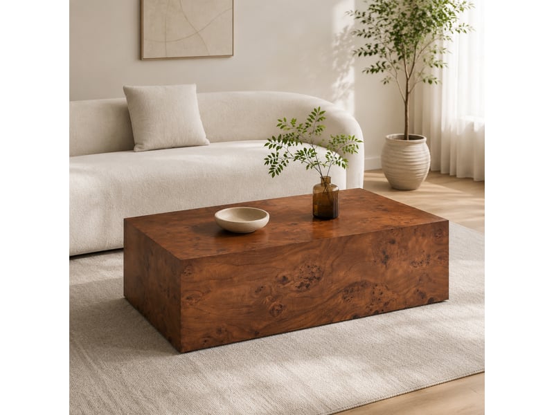  Table basse minimaliste en mdf – finition noyer, 90 x 50 x 30 cm  - Conforama B