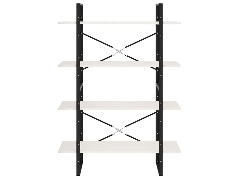  Bibliothèque à 4 niveaux, armoire à livres blanc 100x30x140 cm bois de pin massif  - Conforama E