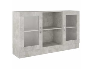 Buffet - armoire à vitrine gris béton 120x30,5x70 cm bois d’ingénierie