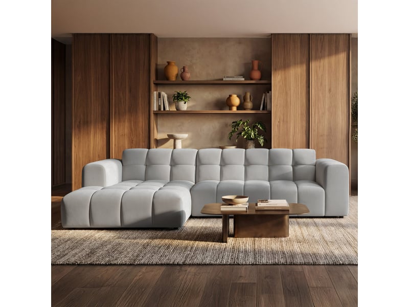 Selsey boloon - canapé d'angle - 300 cm - velours gris clair Boloon - Conforama B