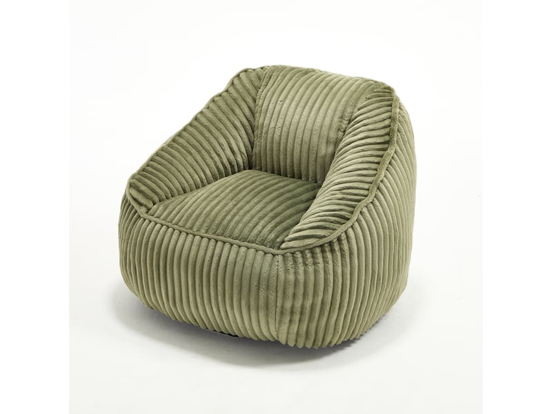 Pouf poire garni de mousse à mémoire de forme, peluche à rayures, moelleux et confortable, idéal pour les salons, émeraude - Conforama B