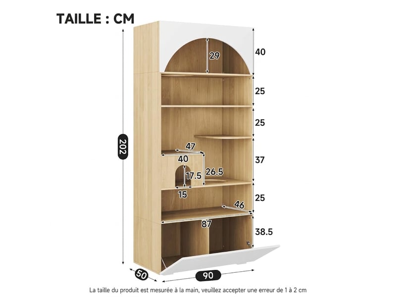  Armoire penderie avec espace chat 270x50x200 cm, meuble vestiaire multifonction blanc et bois  - Conforama W