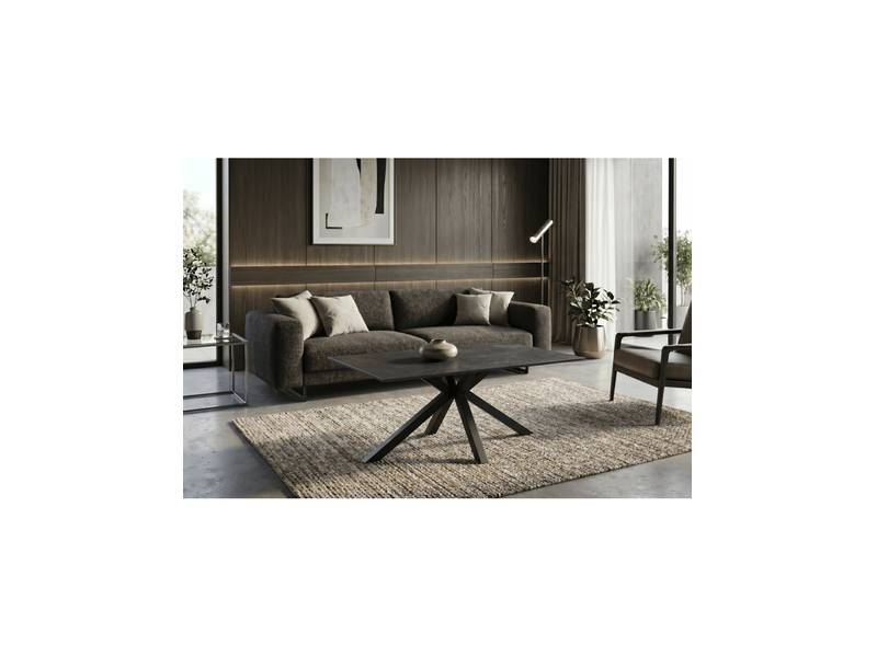  Table basse solara 100 cm en céramique gris anthracite avec pied étoile en métal noir  - Conforama B