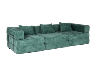 Canapé convertible 3 places - 300x100x63cm - canapé lit modulaire tissu chenille et mousse sans montage - vert foncé