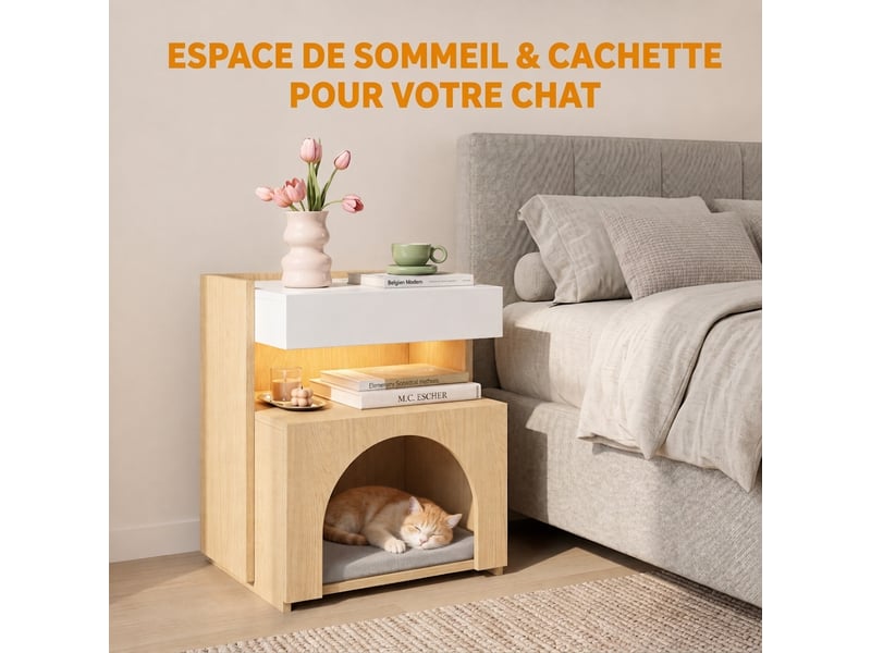 Armoire en rotin avec penderie et 3 tiroirs, effet chêne, 90x47x200 cm - Conforama E