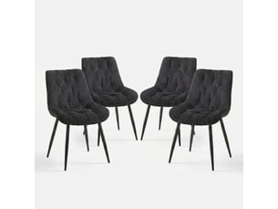 Lot de 4 chaises rembourrées en velours pour salle à manger flora - noir