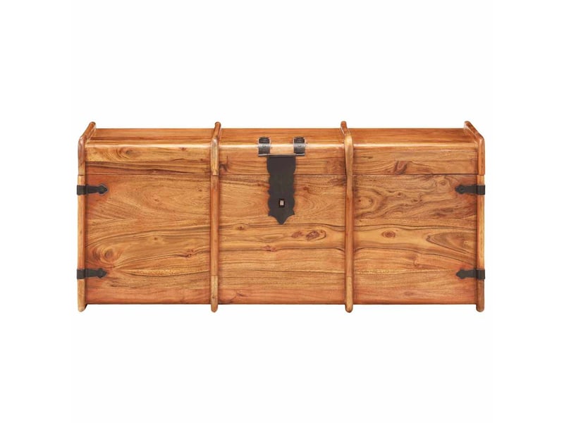  Coffre de rangement 90x40x40 cm bois d'acacia solide shl60236  - Conforama C
