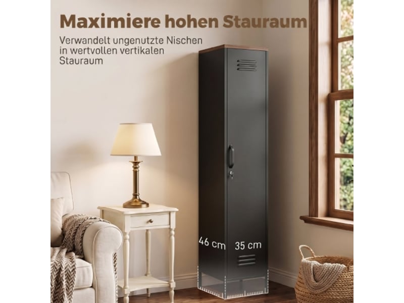  Armoire métallique industrielle à étagères réglables – noir – chambre, garage et bureau  - Conforama E