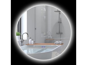 Miroir rond lumineux led de salle de bain ø 70 cm mural avec éclairage interrupteur tactile système antibuée 35 w gris