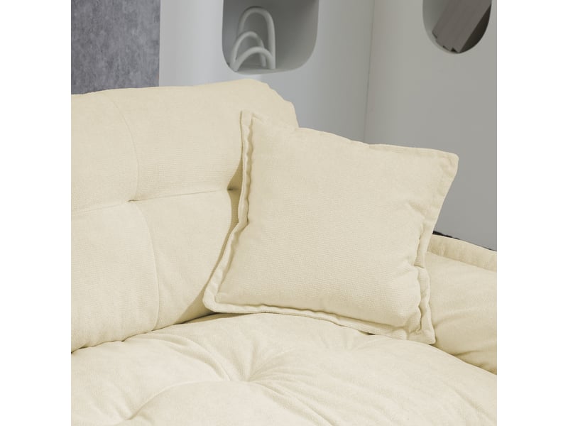  Fauteuil salon moderne ensemble canapé 2 places en tissu chenille beige avec coussins décoratifs pour intérieur contemporain  - Conforama W