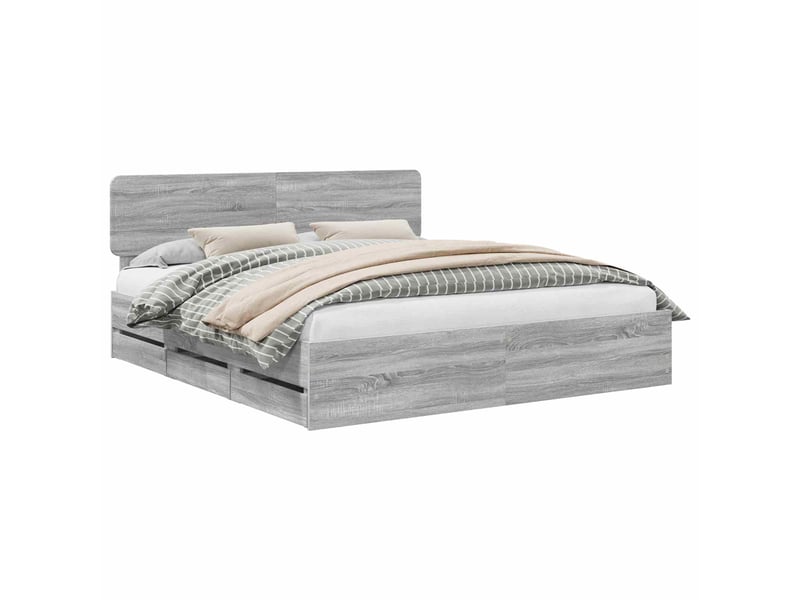 Lit double- lit adulte - cadre de lit gris sonoma 180 x 200 cm bois d’ingénierie - Conforama A
