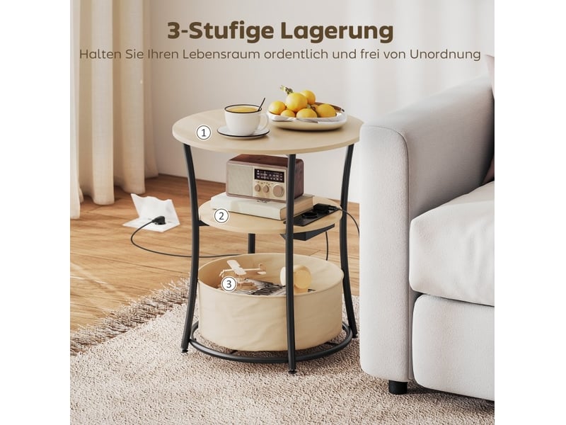  Bout de canapé rond avec prises et rangement ø 50 cm evryae  - Conforama D