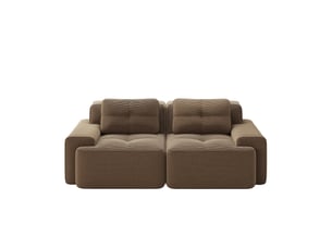 Canapé droit convertible 2 places modulaire en velours côtelé marron 204 cm, confort profond pour le salon