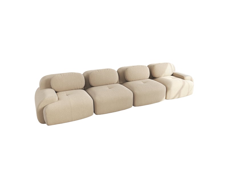  Canapé modulable 4 places en velours côtelé beige W3325S00038 - Conforama B
