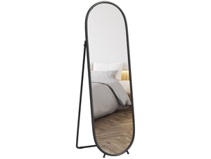 Grand miroir sur pied, miroir ovale, cadre en métal noir, avec support pour entrée, chambre, dressing, 40 x 160 cm