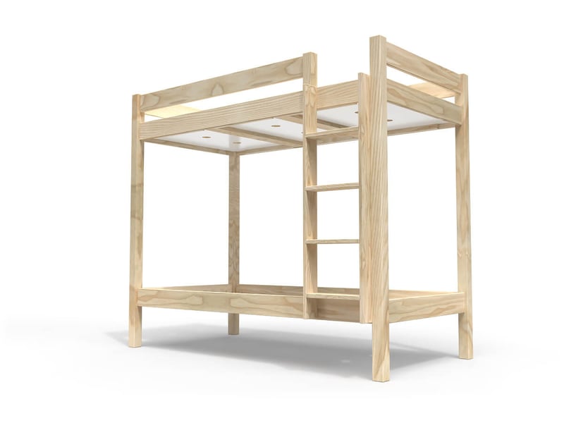  Lit superposé 2 places 80x200 échelle droite bois abc, brut (sans vernis) SUPABCDR82-B - Conforama A