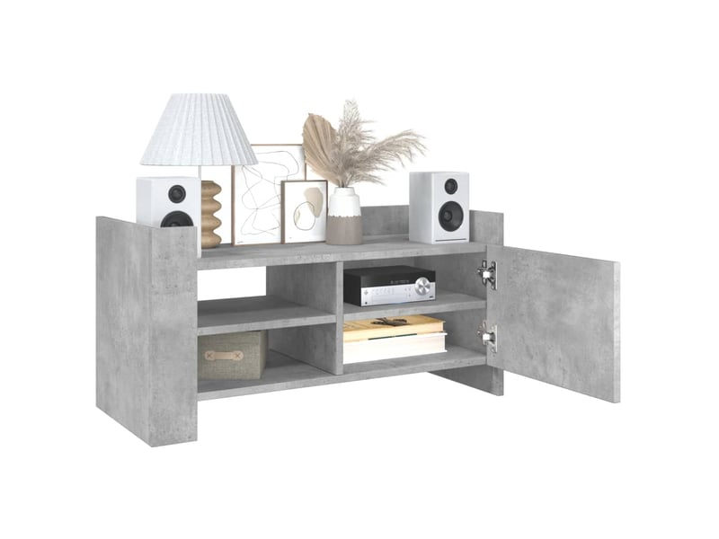 Meuble tv - banc tv - meuble de rangement gris béton 80x35x40 cm bois d'ingénierie  - Conforama C
