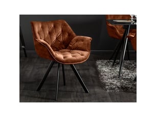 Lot de 2 chaises design comfy pivotantes à 180° en velours marron capitonné et pieds noirs