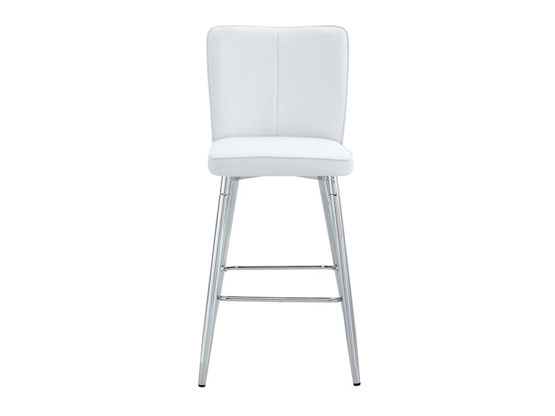  Lot de 2 chaises de bar 44x44x101cm avec dossier, assise mousse 6,6 cm, pieds métal argenté, revêtement pu blanc  - Conforama A