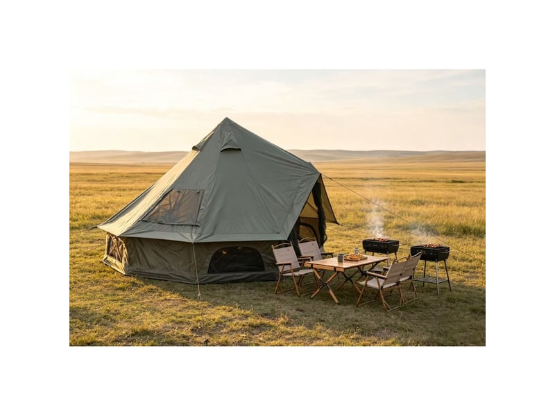 Tente cloche oxford verte 4 saisons 3-4 personnes, 9,8 ft, avec sortie pour poêle - Conforama D