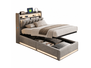 Lit coffre 90x200 cm LYCHOEEY   coloris gris