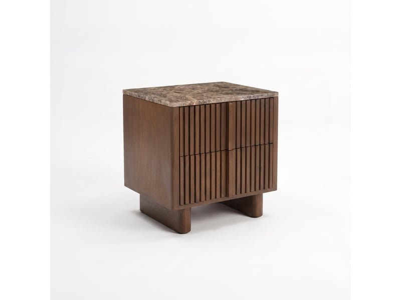 Table de chevet en bois de manguier et plateau en marbre-flavio Flavio - Conforama C