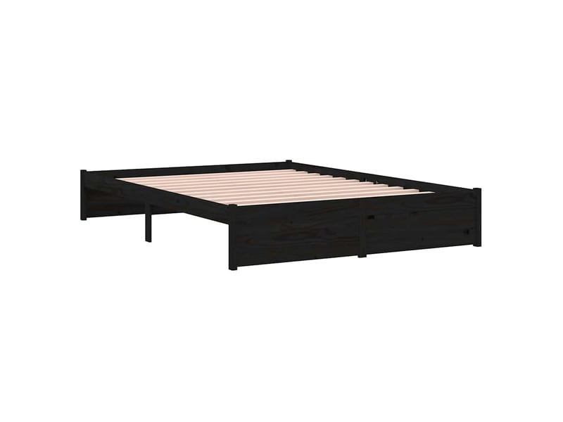  Lit double- lit adulte -  cadre de lit sans matelas noir bois massif 140x190 cm  - Conforama C