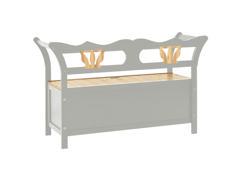  Banc d'entrée, banc interieur gris 107x45x75,5 cm bois de sapin solide  - Conforama E