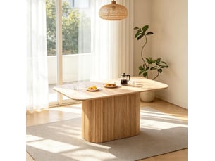 Table à manger rectangulaire 160 x 90 cm en mdf décor bois, hauteur 75,5 cm
