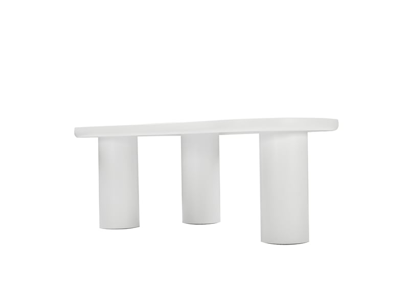  Table basse en forme de nuage avec 3 pieds en pvc, patins en feutre, finition laquée blanche, 107 × 66 × 40,5 cm  - Conforama E