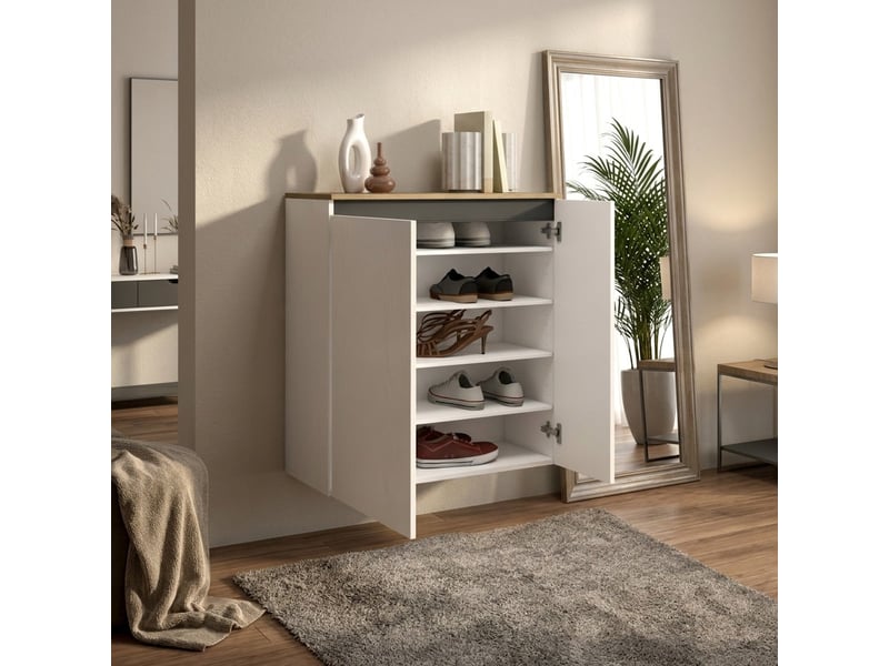  Meuble à chaussures suspendu gain de place 2 portes avec étagères zippo  - Conforama B