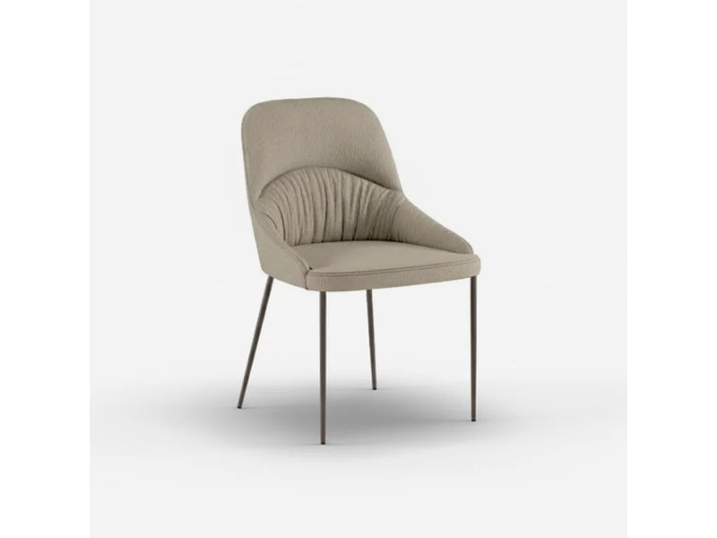  Lot de 4 chaises rembourrées en tissu facile à nettoyer shell - beige  - Conforama C