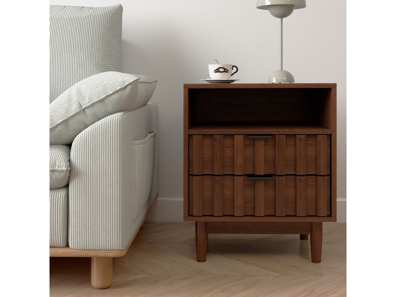  Chevet, coloris marron noyer, dimensions : 48 x 40 x 60 cm  - Conforama E
