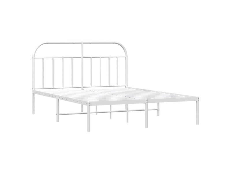 Lit double- lit adulte - cadre de lit métal sans matelas et tête de lit blanc 150x200 cm - Conforama B